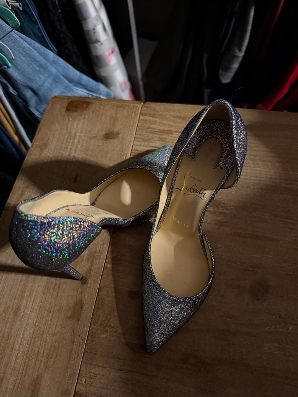 Christian Louboutin Iridescent Glitter D'Orsay Pointed-Toe Pumps - Multicolor